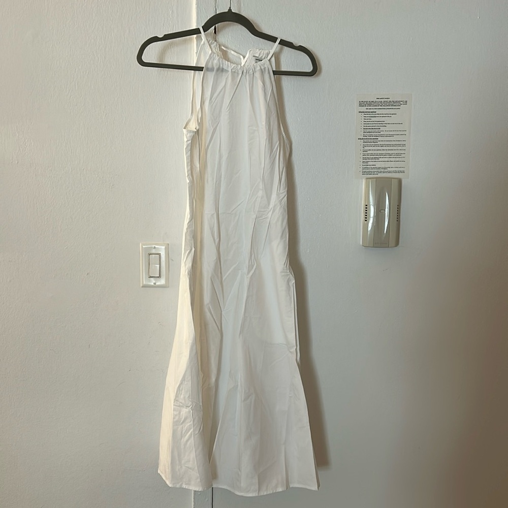 White linen midi tank dress